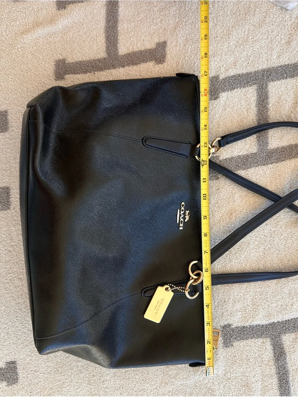Coach Black Leather Tote with Gold Accents 2018 Ara tote